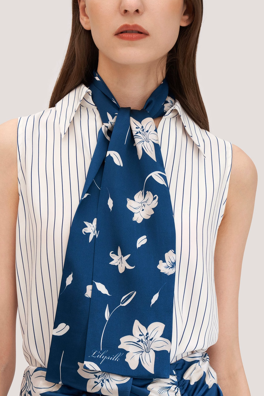 Stunning Rectangular Silk Lily Scarf