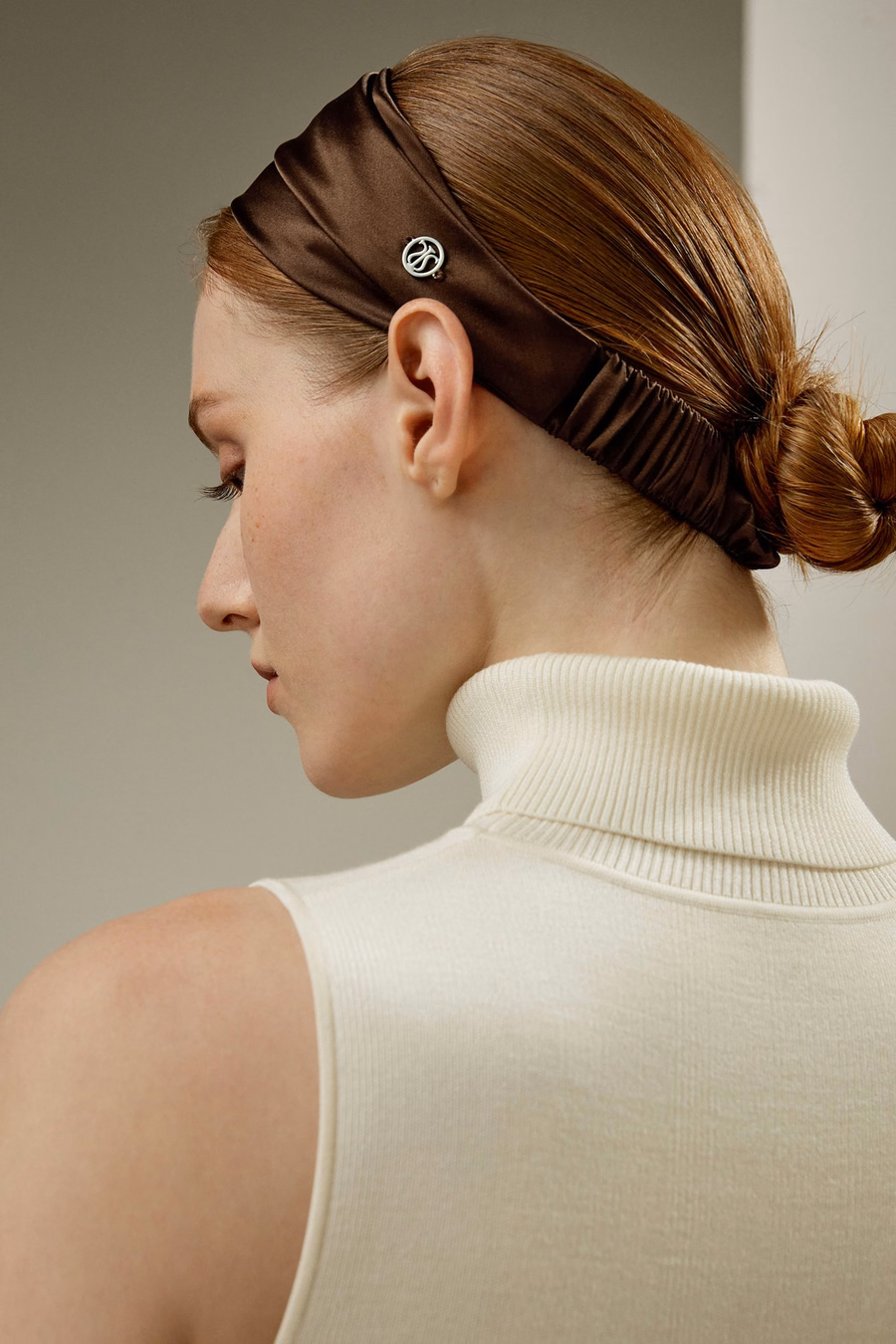 Fascia per capelli in seta di gelso regolabile