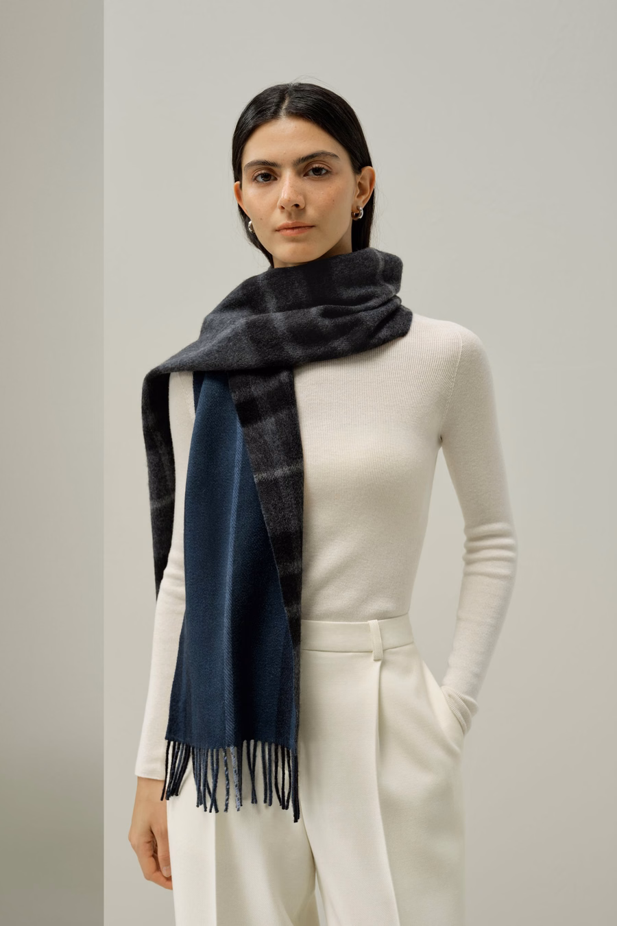 Sciarpa a quadri 100% Cashmere
