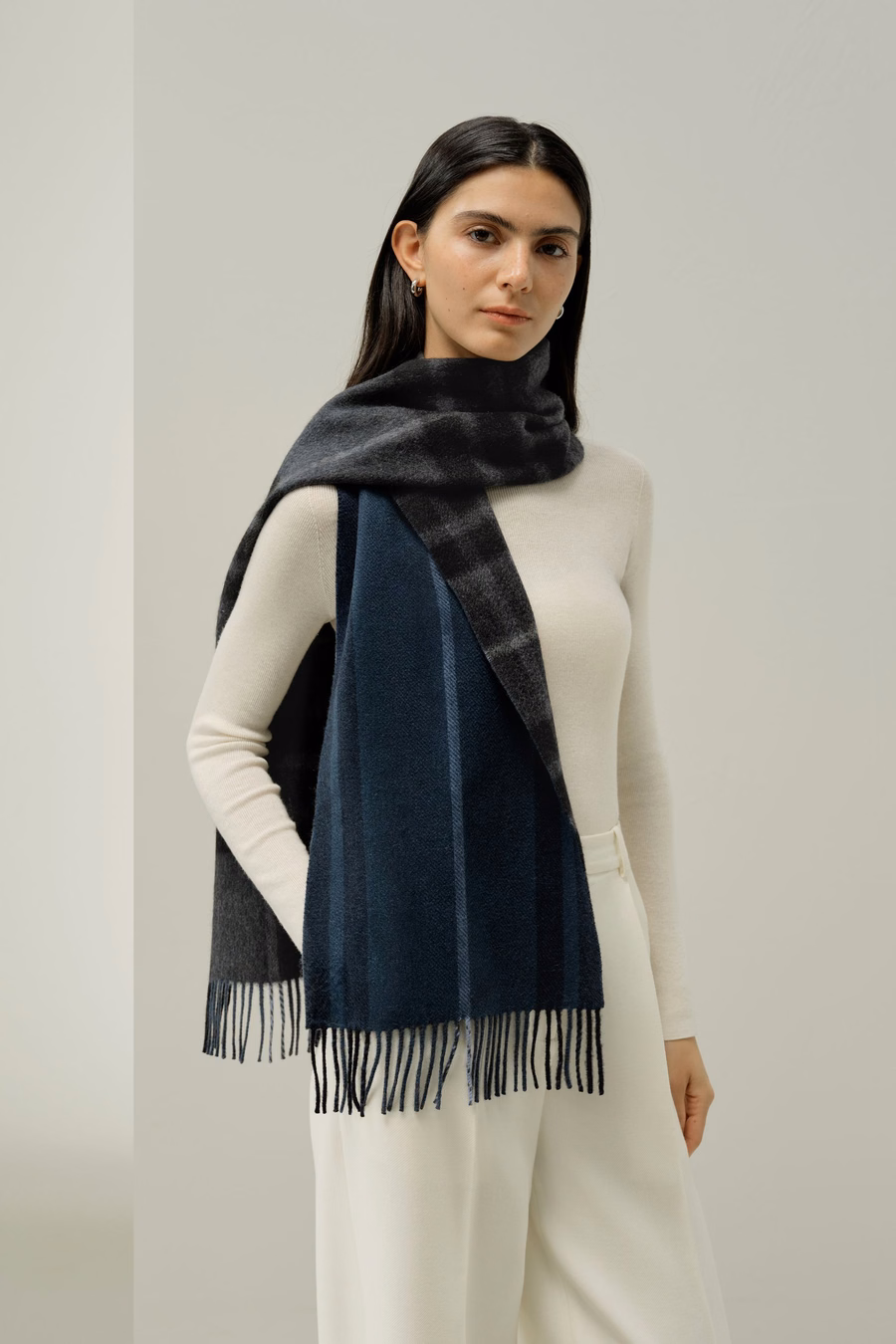 Sciarpa a quadri 100% Cashmere