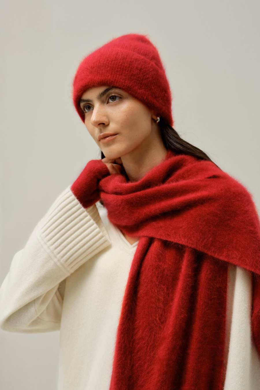 Guanti Senza Dita in Cashmere Spazzolato