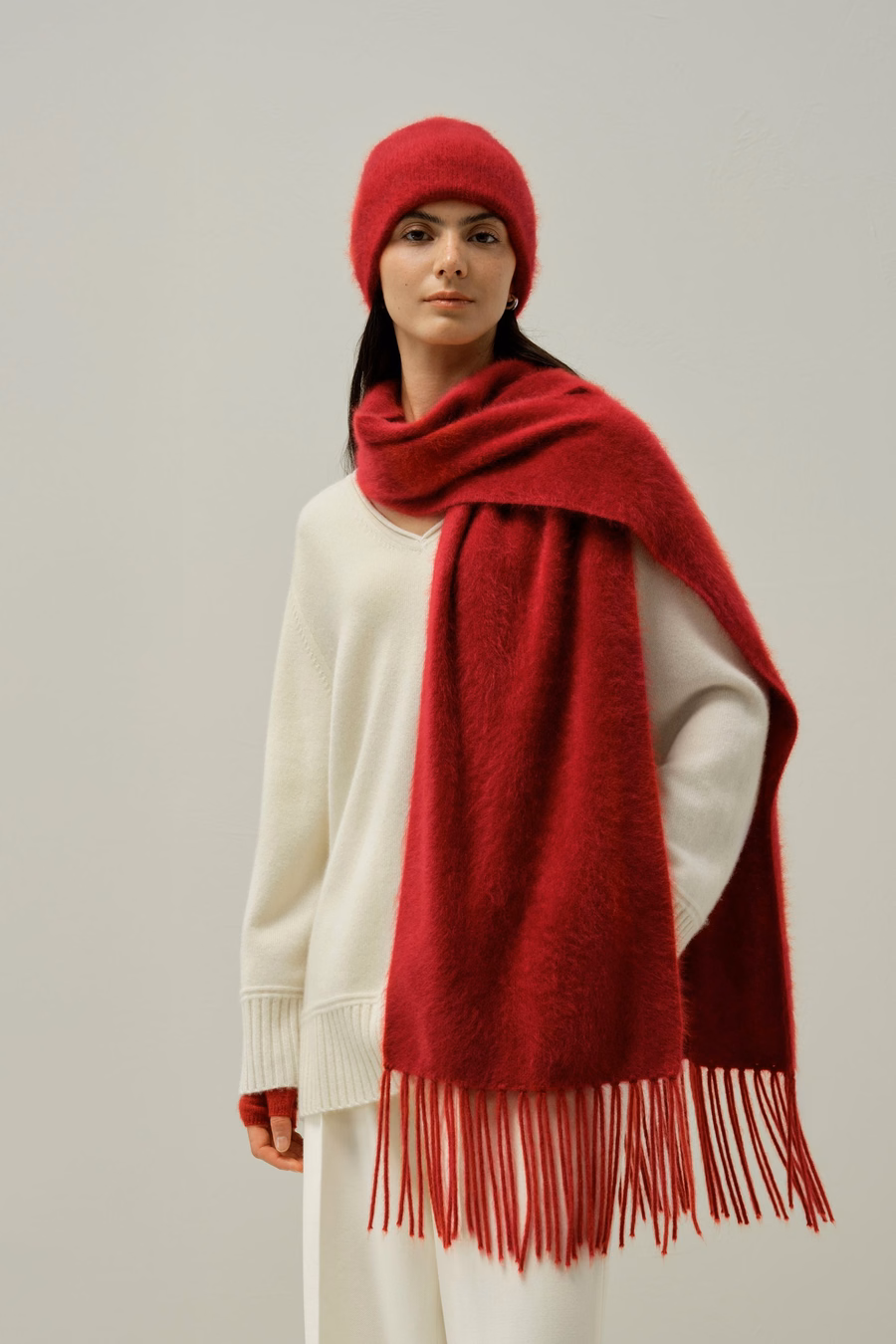 Guanti Senza Dita in Cashmere Spazzolato