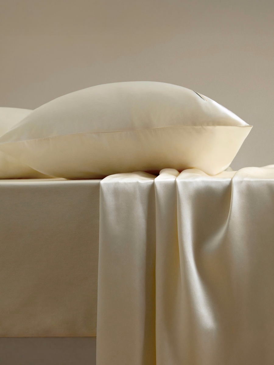 Lily Embroidered Silk Fitted Sheet Set