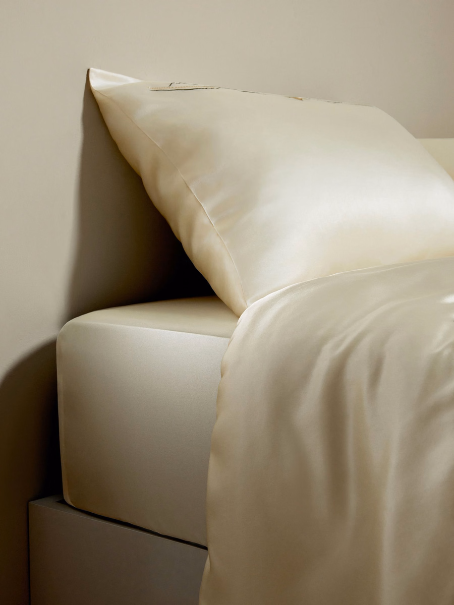 Lily Embroidered Silk Fitted Sheet Set