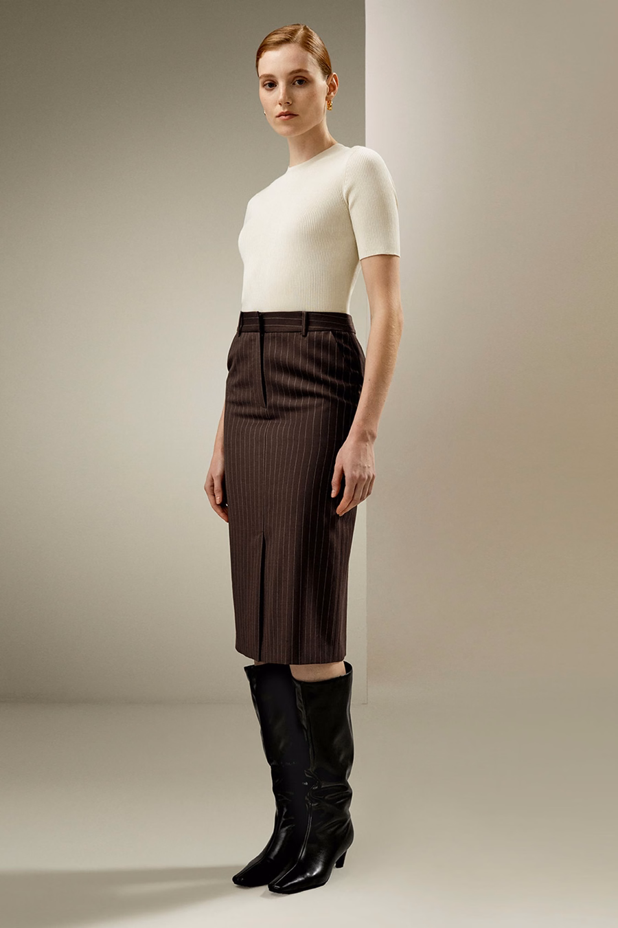 Gonna midi a righe verticali