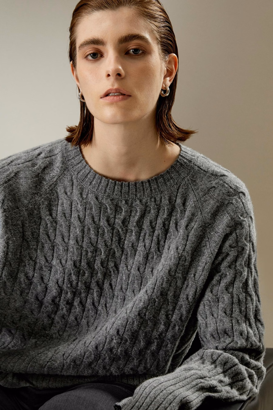 Maglione a Treccia in Cashmere per Bambini