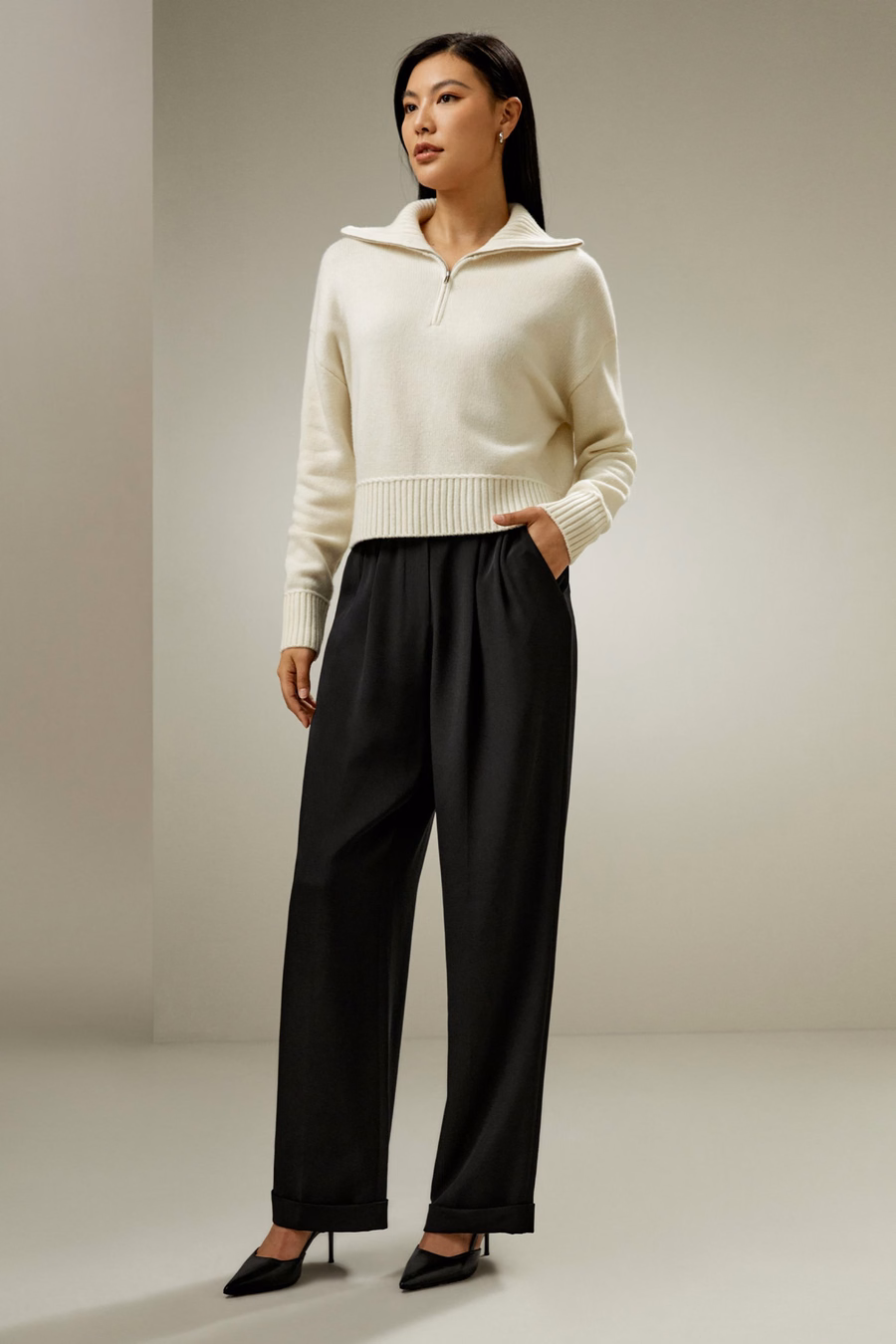 Maglione in Misto Lana-Cashmere dalla Vestibilità Relaxed