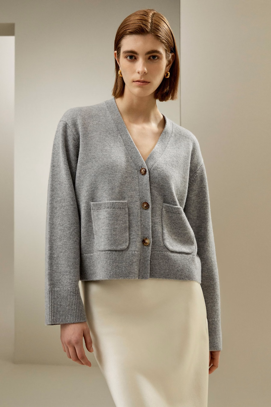 Cardigan in misto lana-cachemire corto