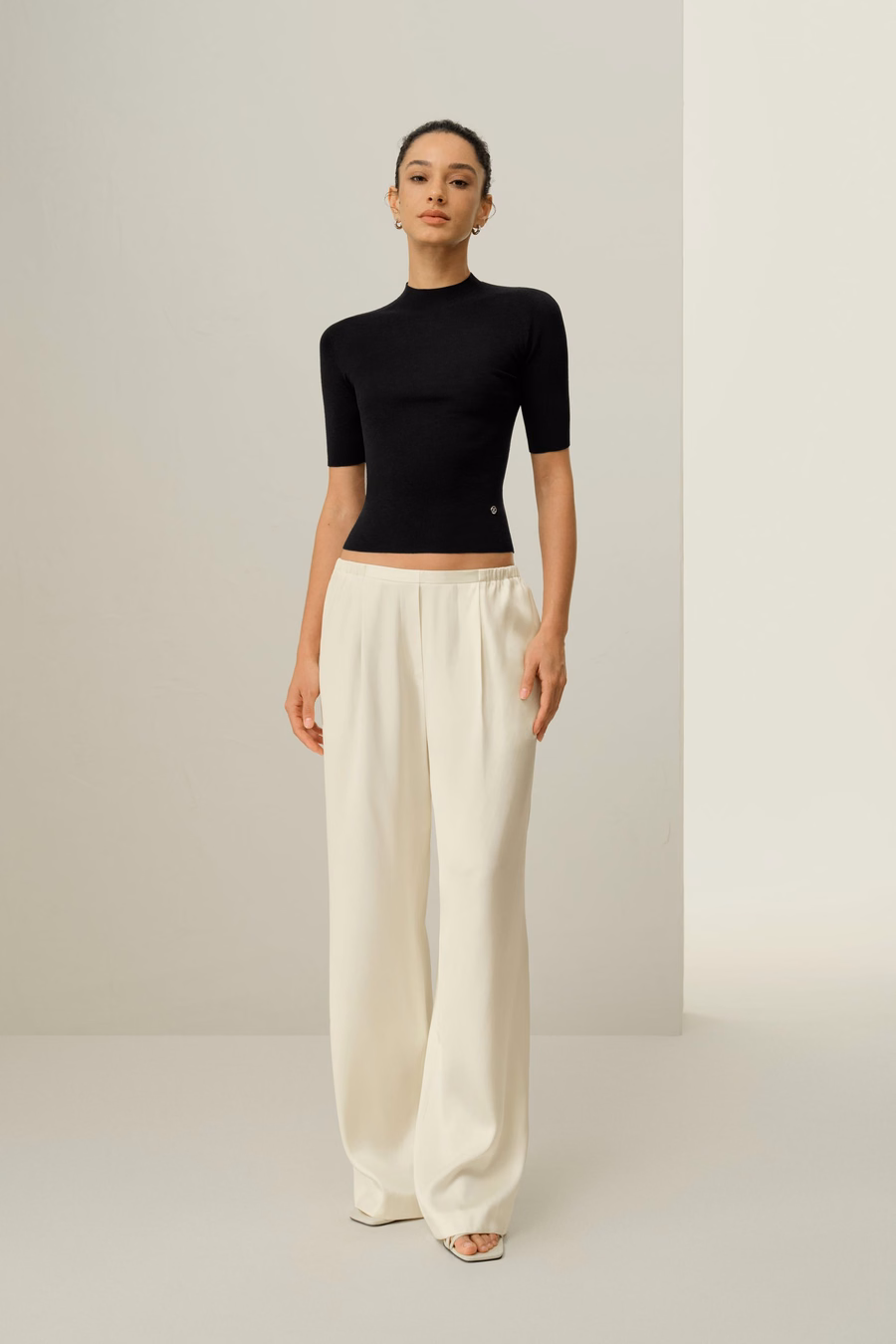 Pantaloni in Charmeuse di Seta a Due Facce
