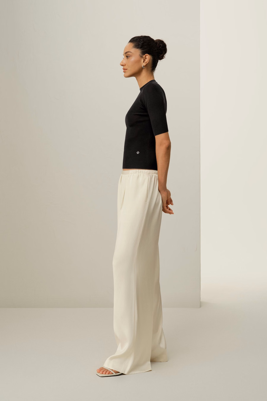 Pantaloni in Charmeuse di Seta a Due Facce