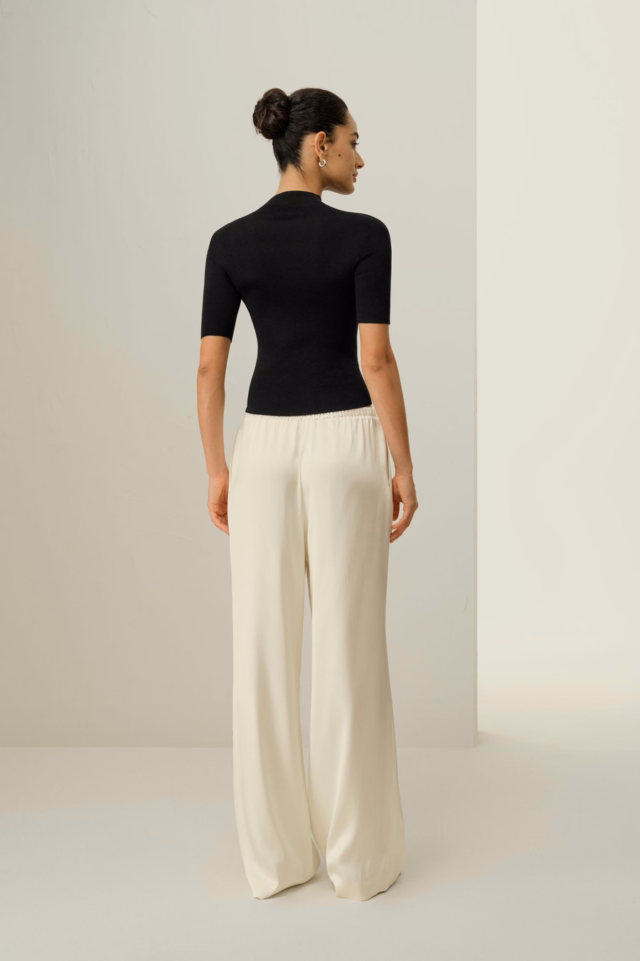 Pantaloni in Charmeuse di Seta a Due Facce