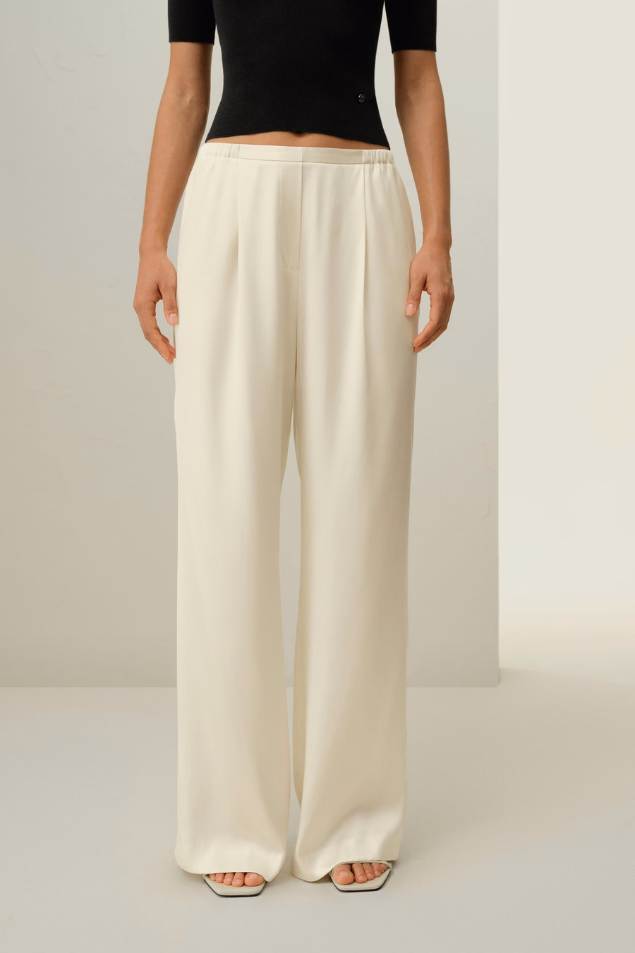 Pantaloni in Charmeuse di Seta a Due Facce