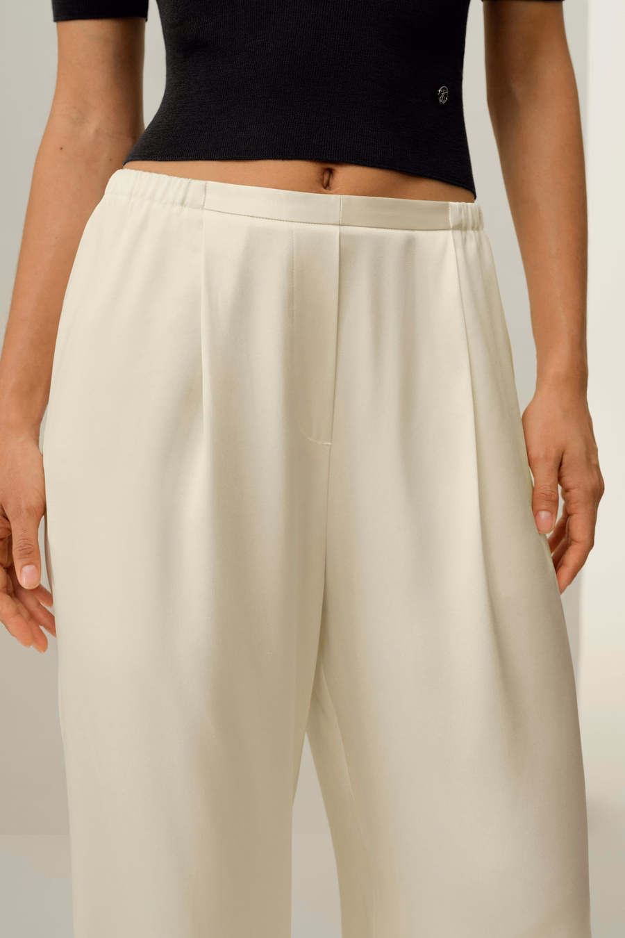 Pantaloni in Charmeuse di Seta a Due Facce