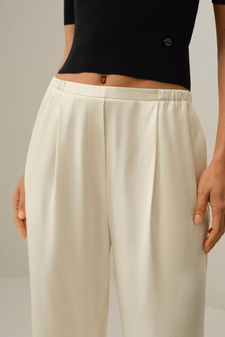 Pantaloni in Charmeuse di Seta a Due Facce