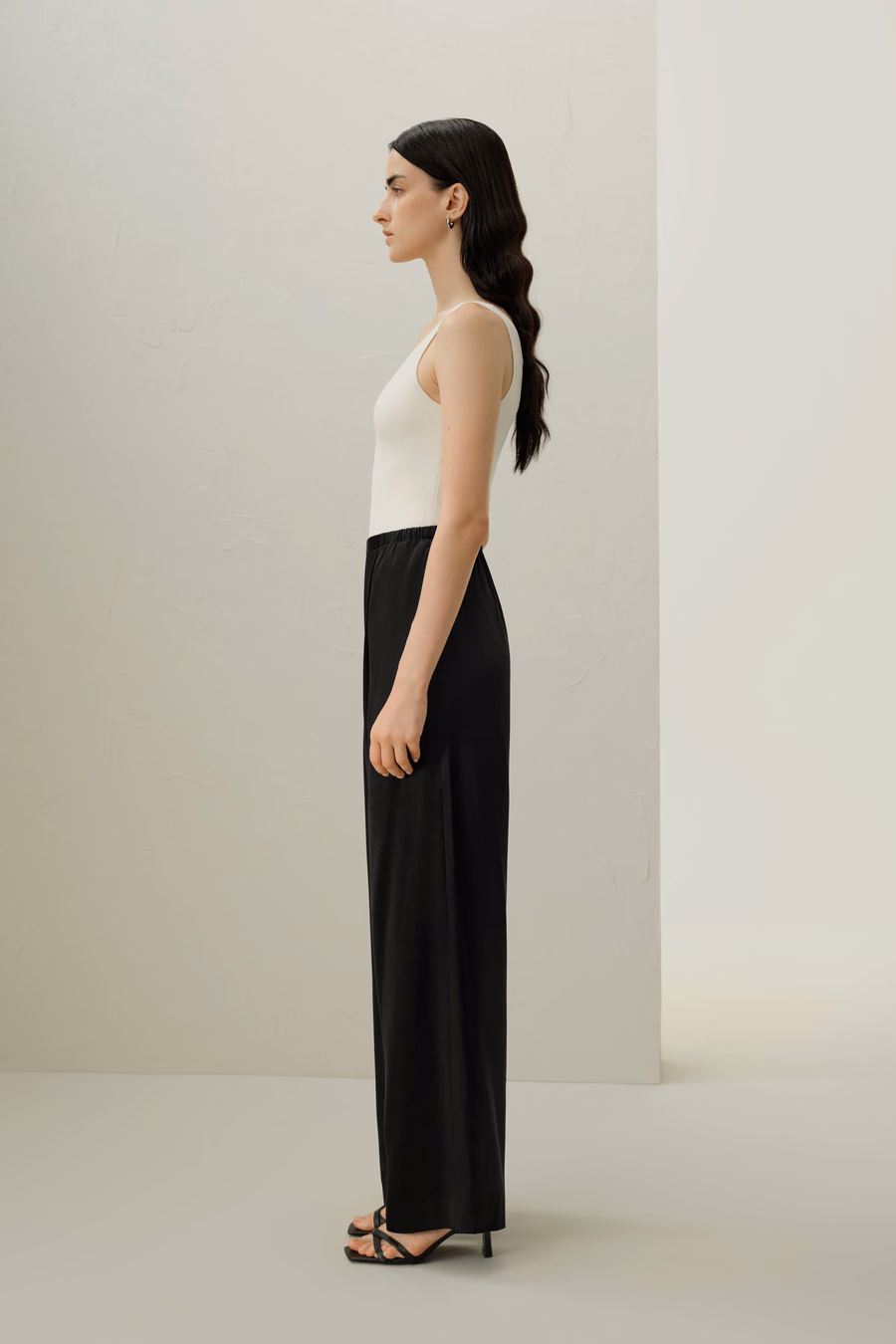 Pantaloni in Charmeuse di Seta a Due Facce