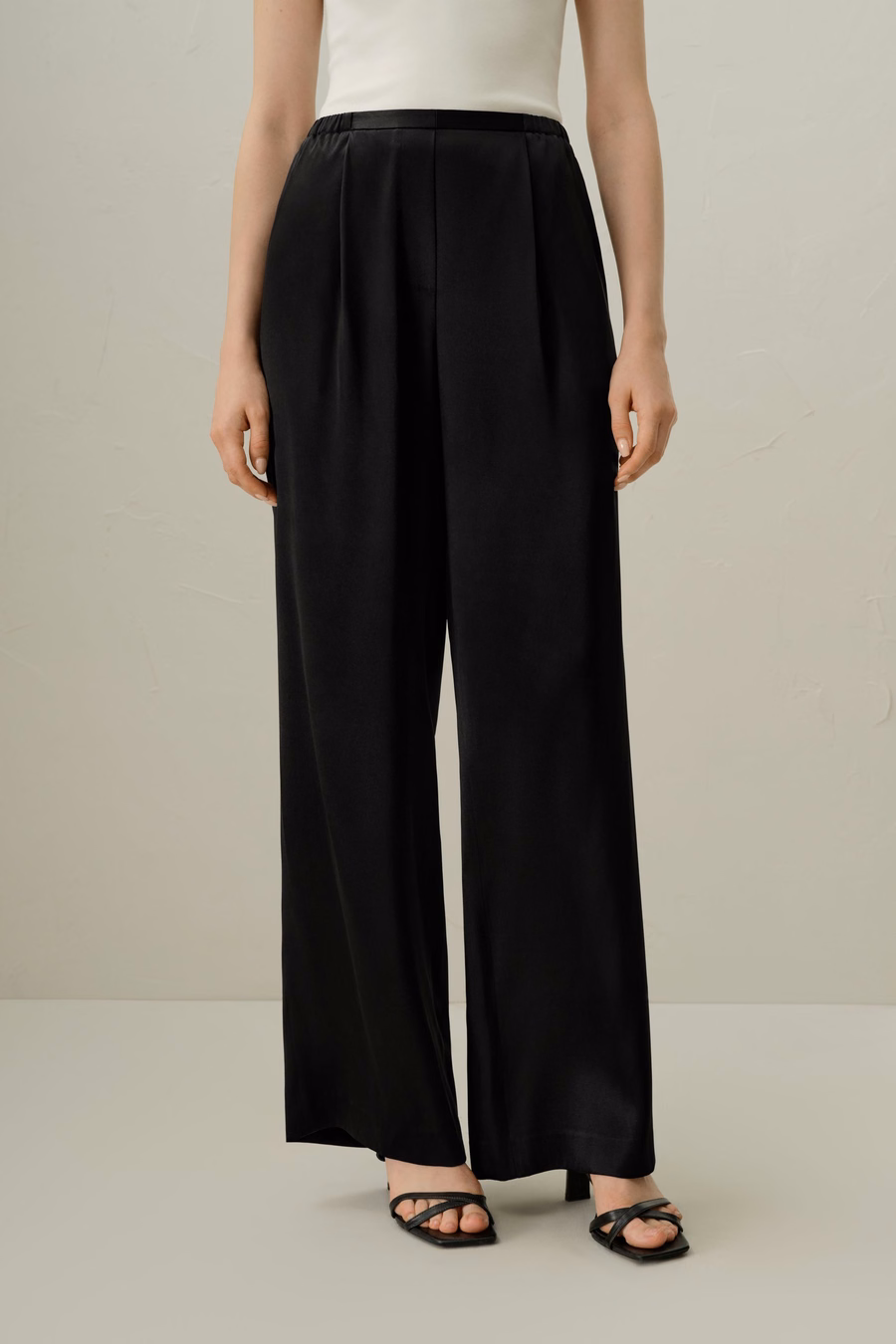 Pantaloni in Charmeuse di Seta a Due Facce