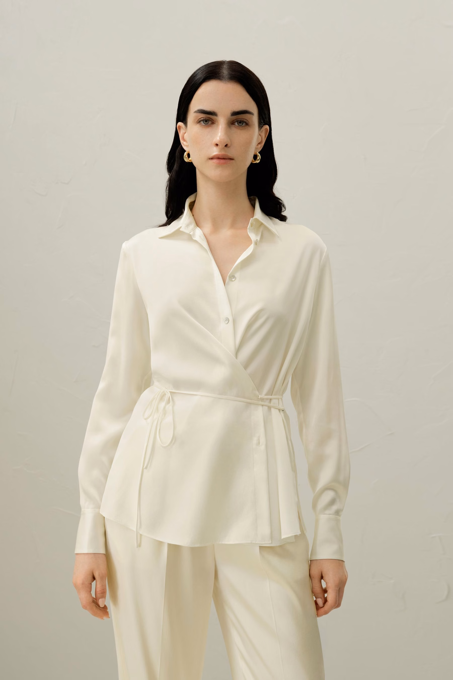 Camicia in seta charmeuse convertibile