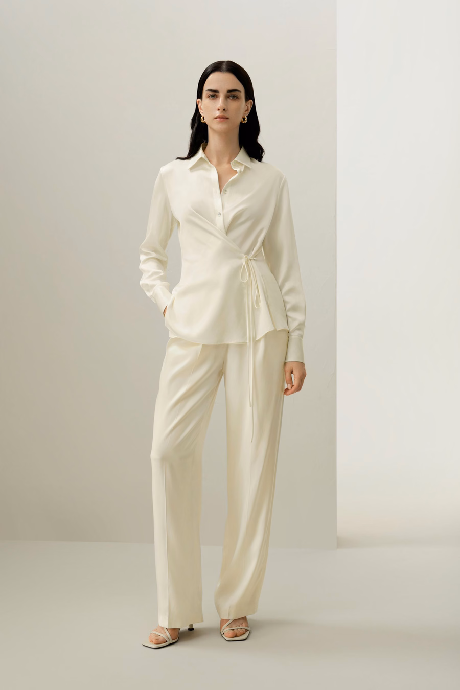 Camicia in seta charmeuse convertibile