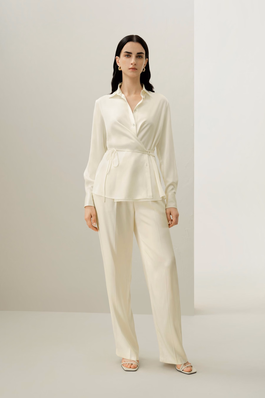 Camicia in seta charmeuse convertibile