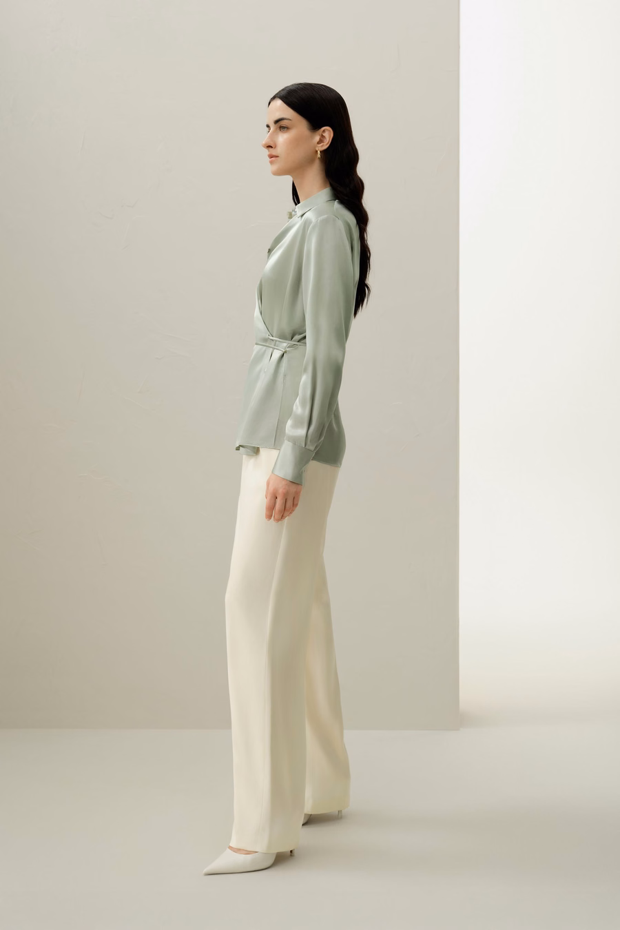 Camicia in seta charmeuse convertibile