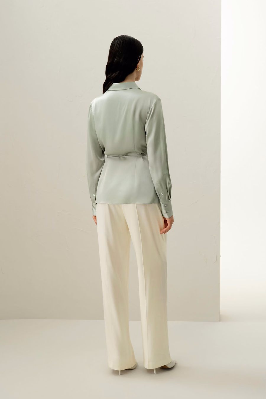 Camicia in seta charmeuse convertibile