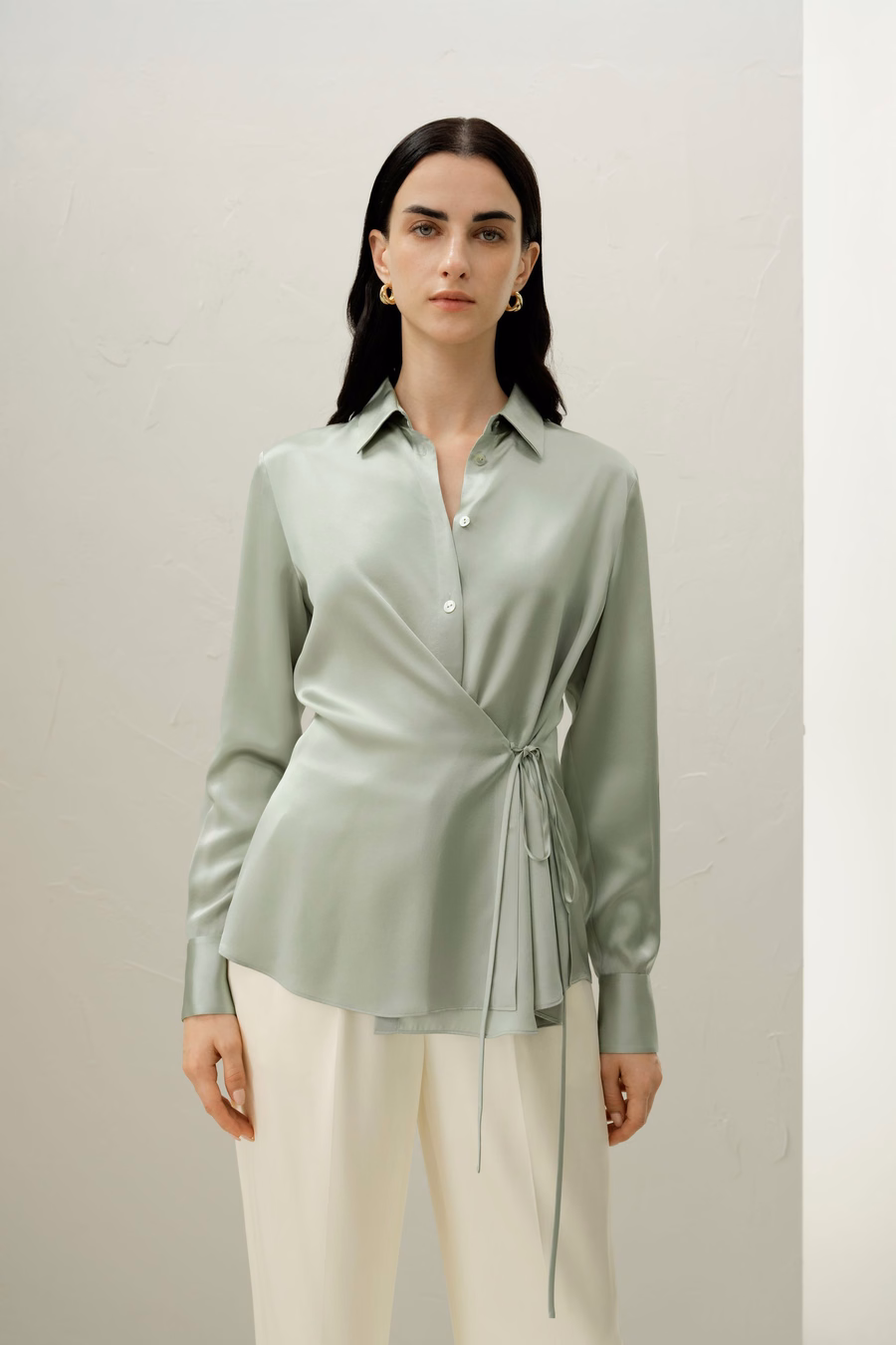 Camicia in seta charmeuse convertibile