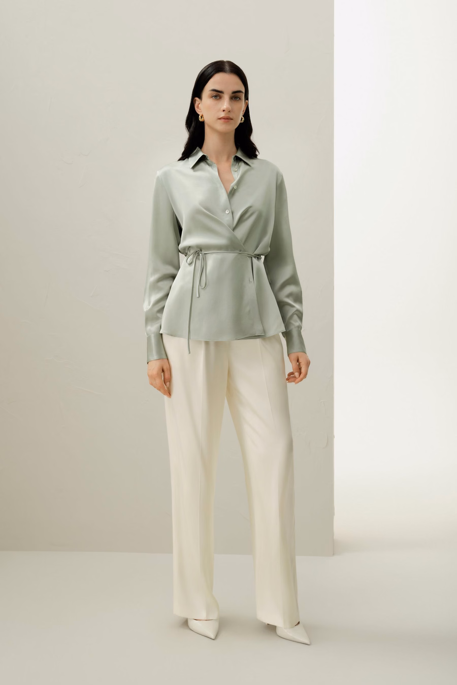 Camicia in seta charmeuse convertibile