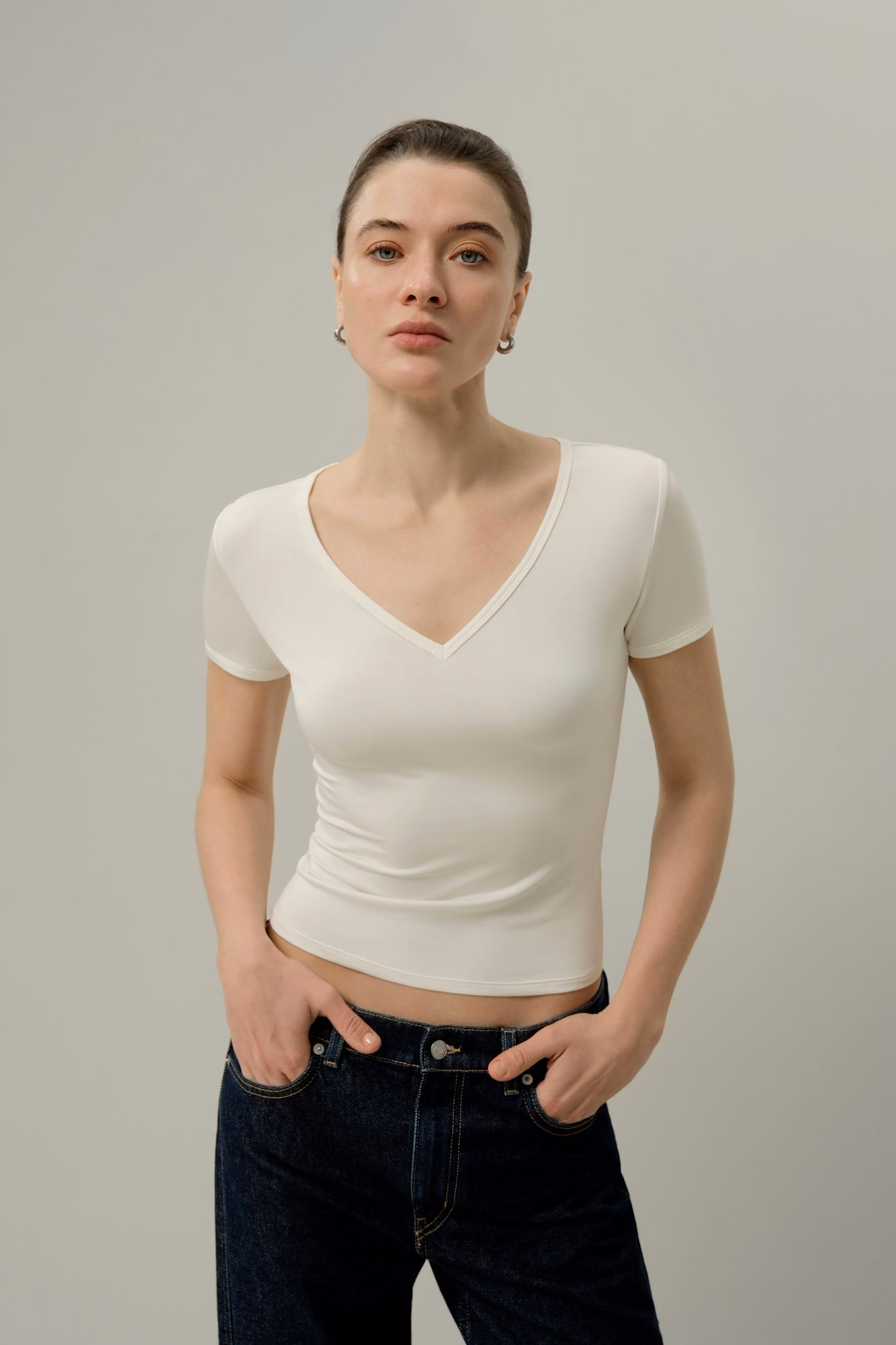 Maglietta V-neck in Jersey Silk Breeze