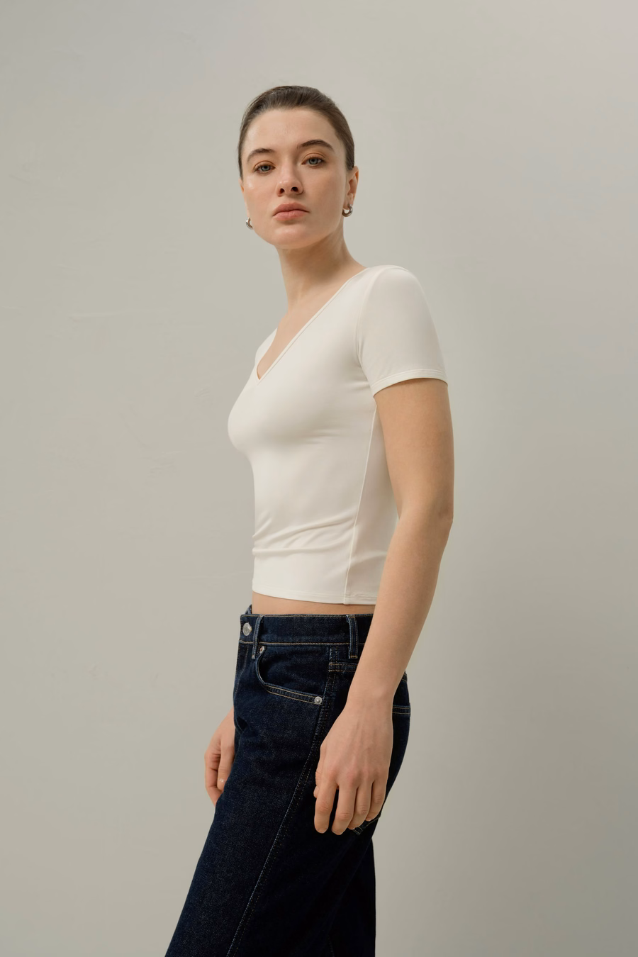 Maglietta V-neck in Jersey Silk Breeze