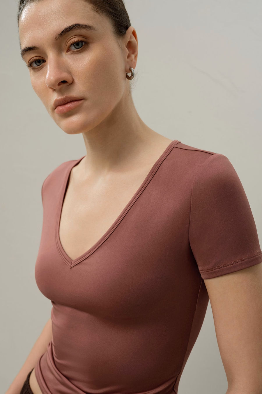 Maglietta V-neck in Jersey Silk Breeze