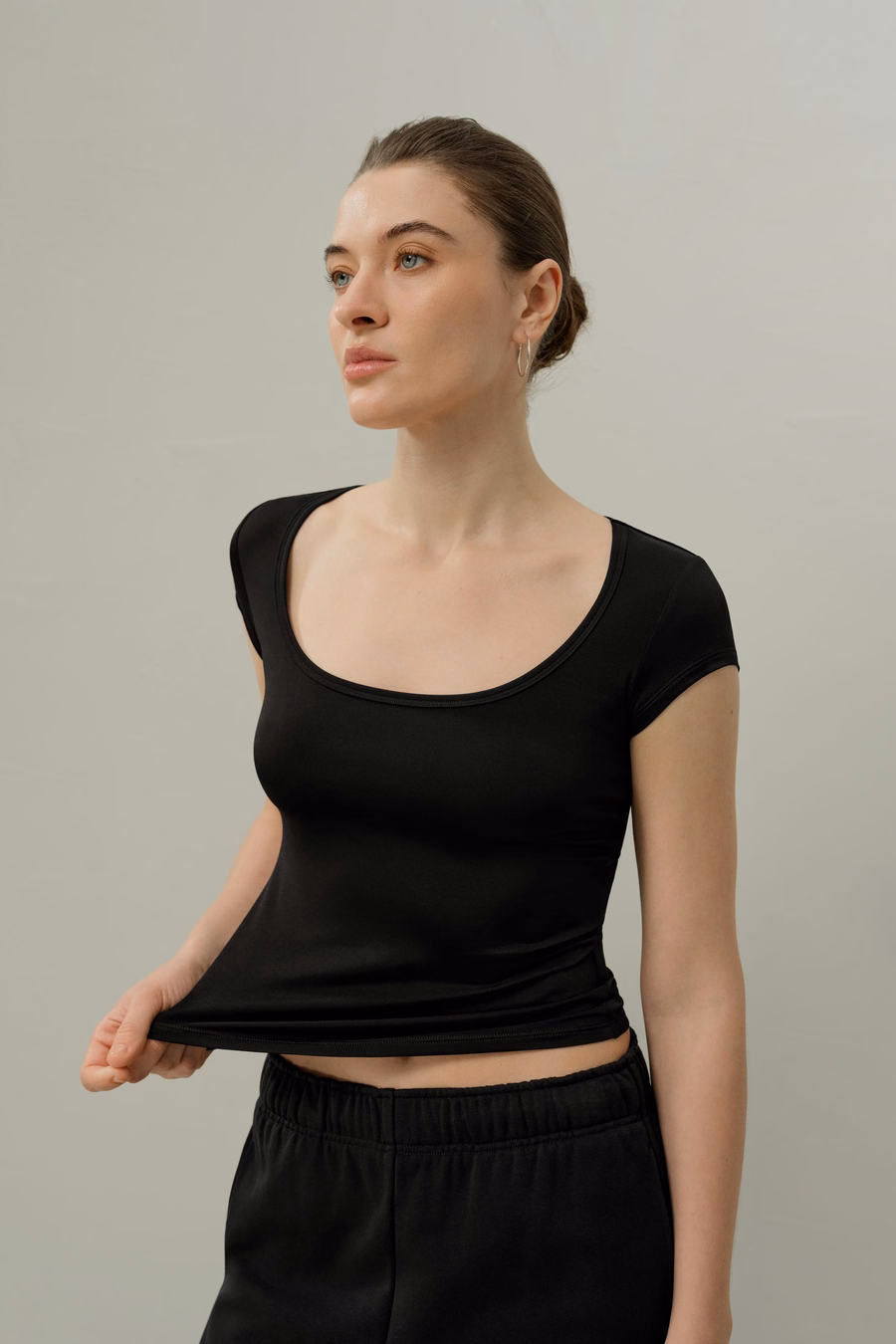 T-shirt con scollatura a V di Jersey di Seta Breeze
