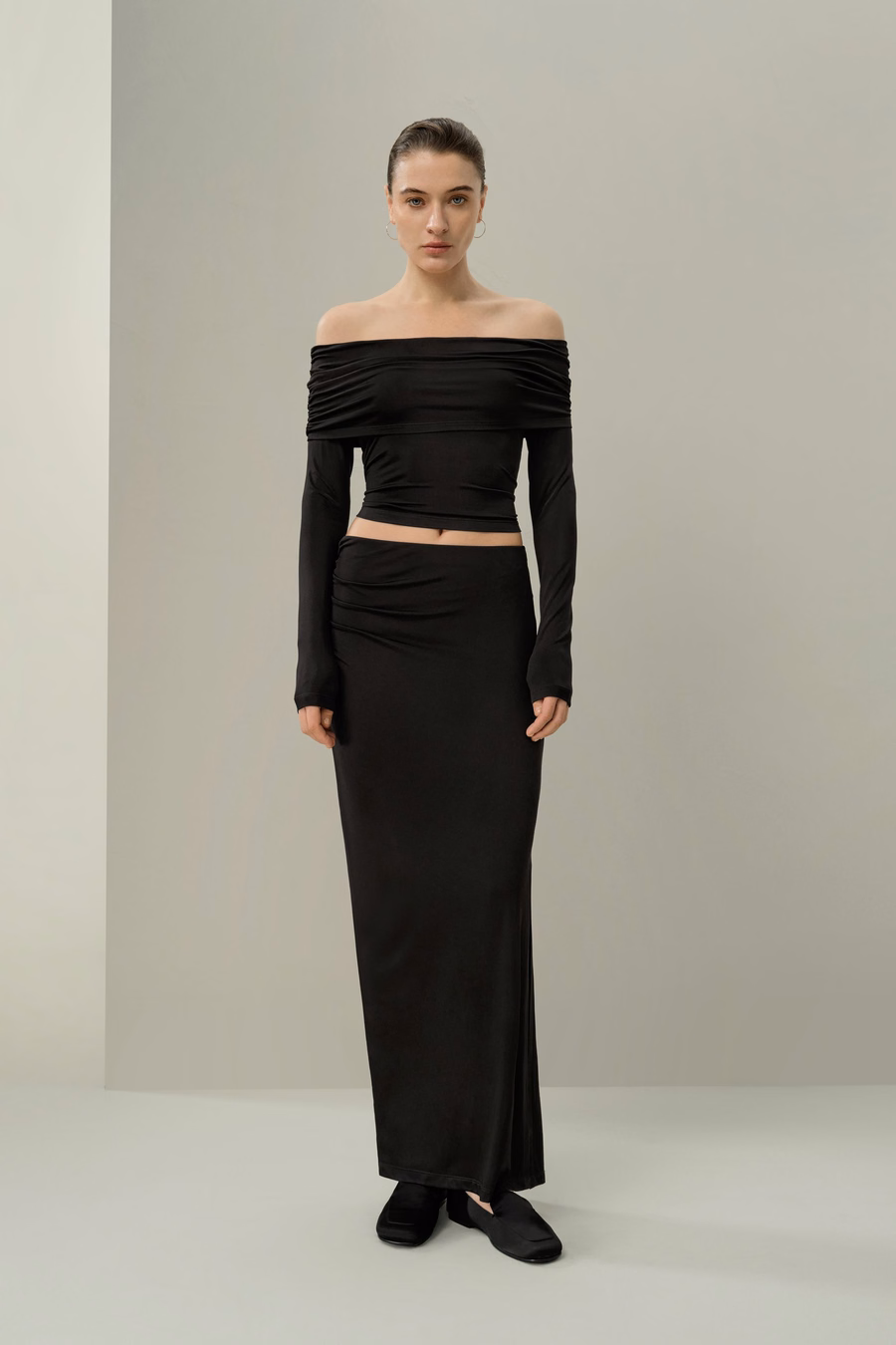 Gonna maxi slim-fit in Jersey di Seta Breeze