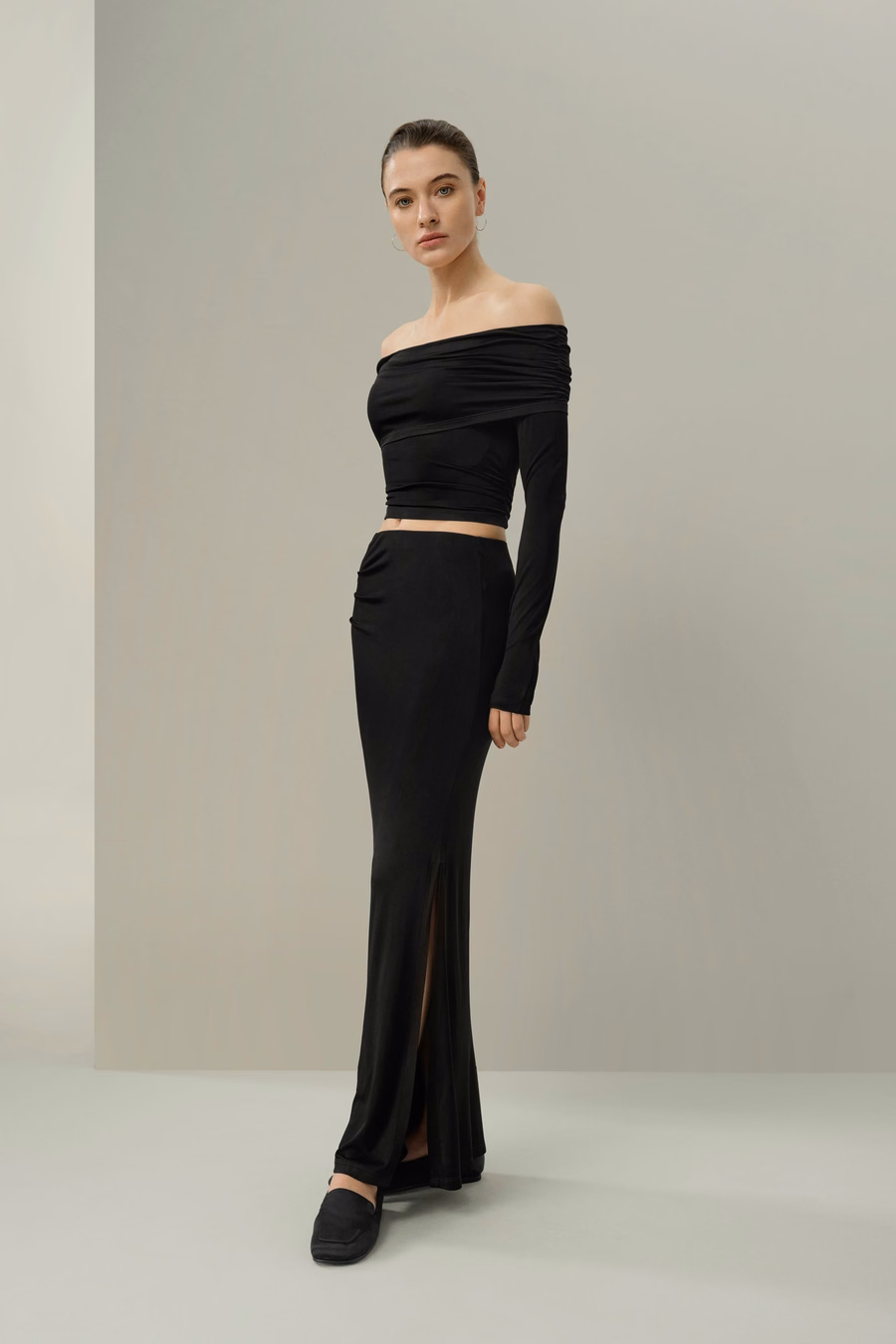 Gonna maxi slim-fit in Jersey di Seta Breeze