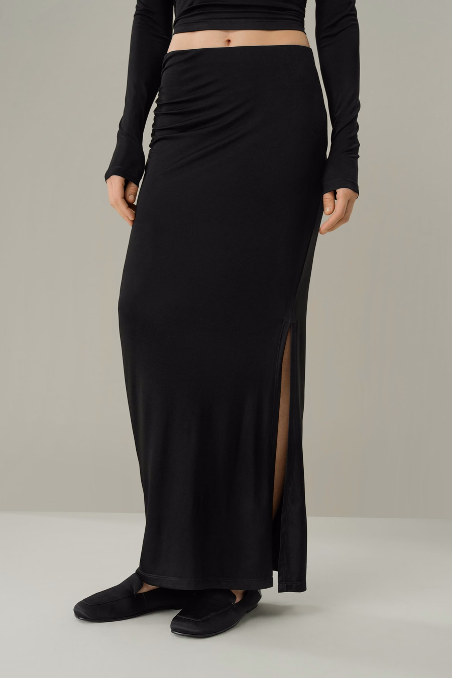 Gonna maxi slim-fit in Jersey di Seta Breeze
