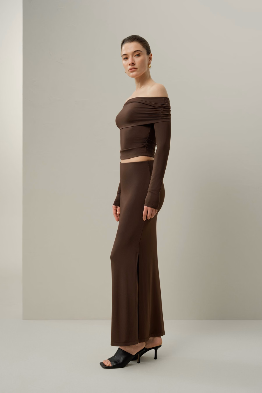 Gonna maxi slim-fit in Jersey di Seta Breeze
