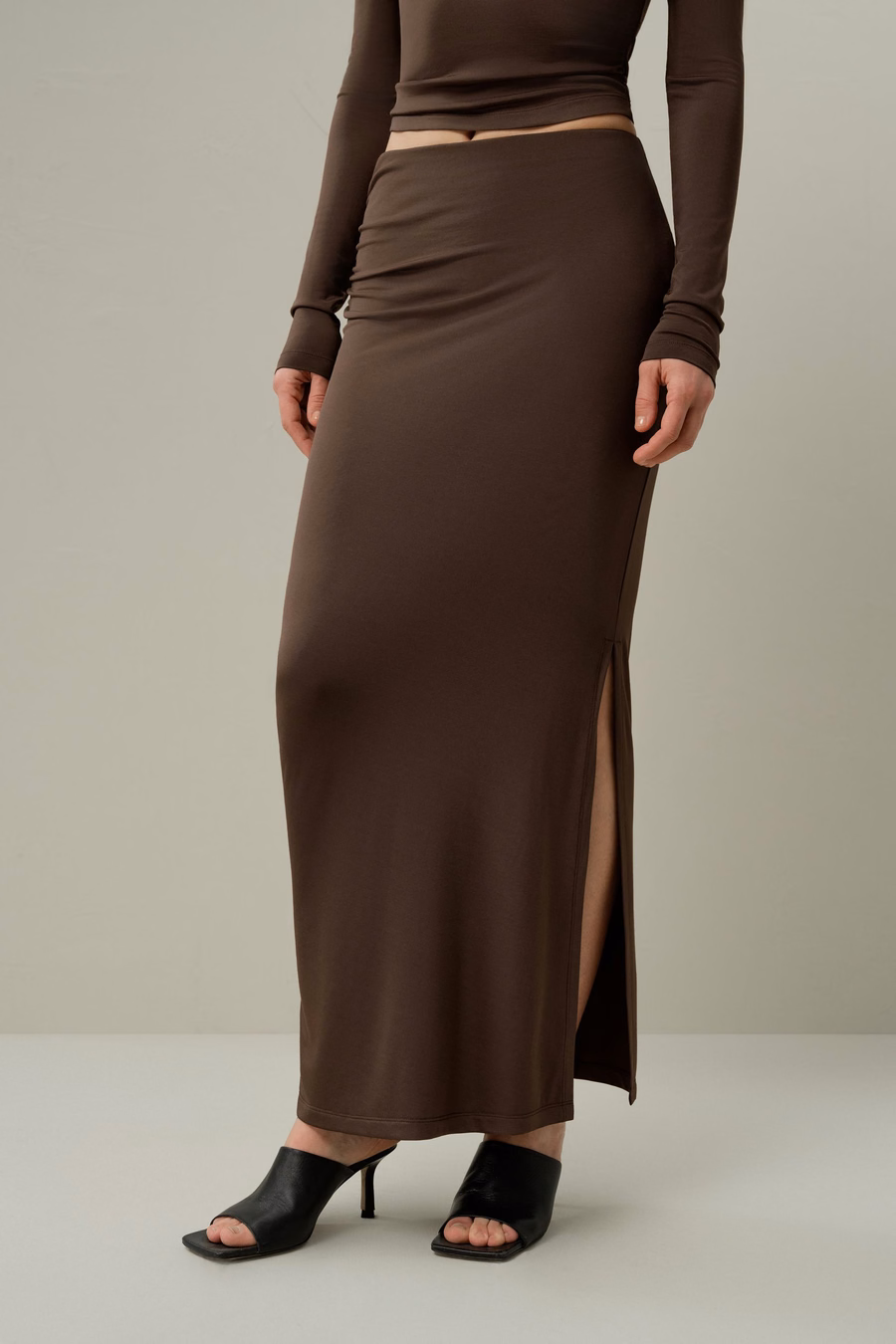 Gonna maxi slim-fit in Jersey di Seta Breeze