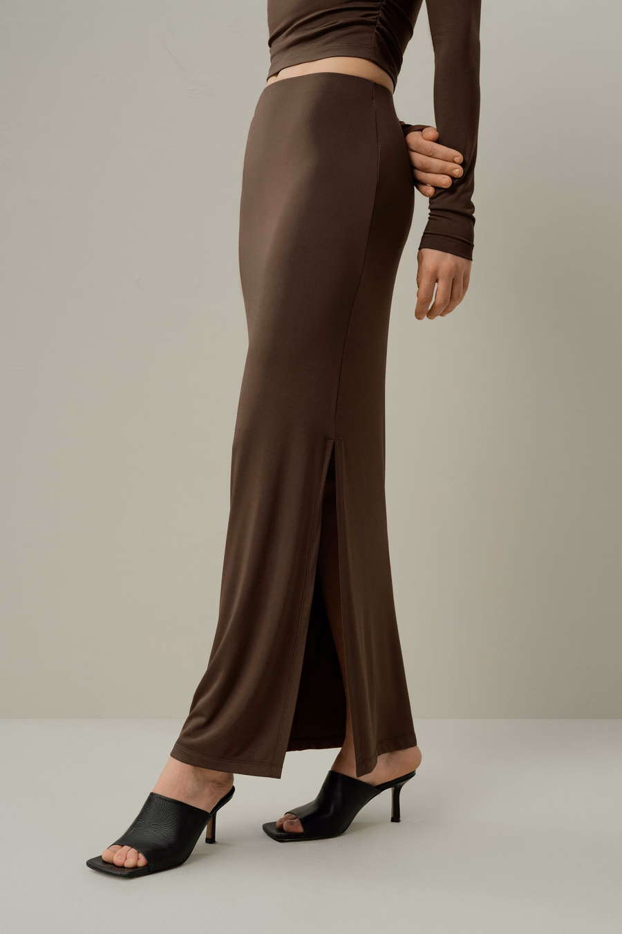 Gonna maxi slim-fit in Jersey di Seta Breeze