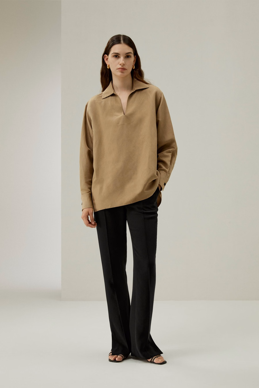 Camicia Oversize in Mistura di Seta e Lino