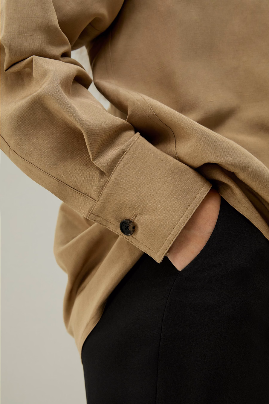 Camicia Oversize in Mistura di Seta e Lino