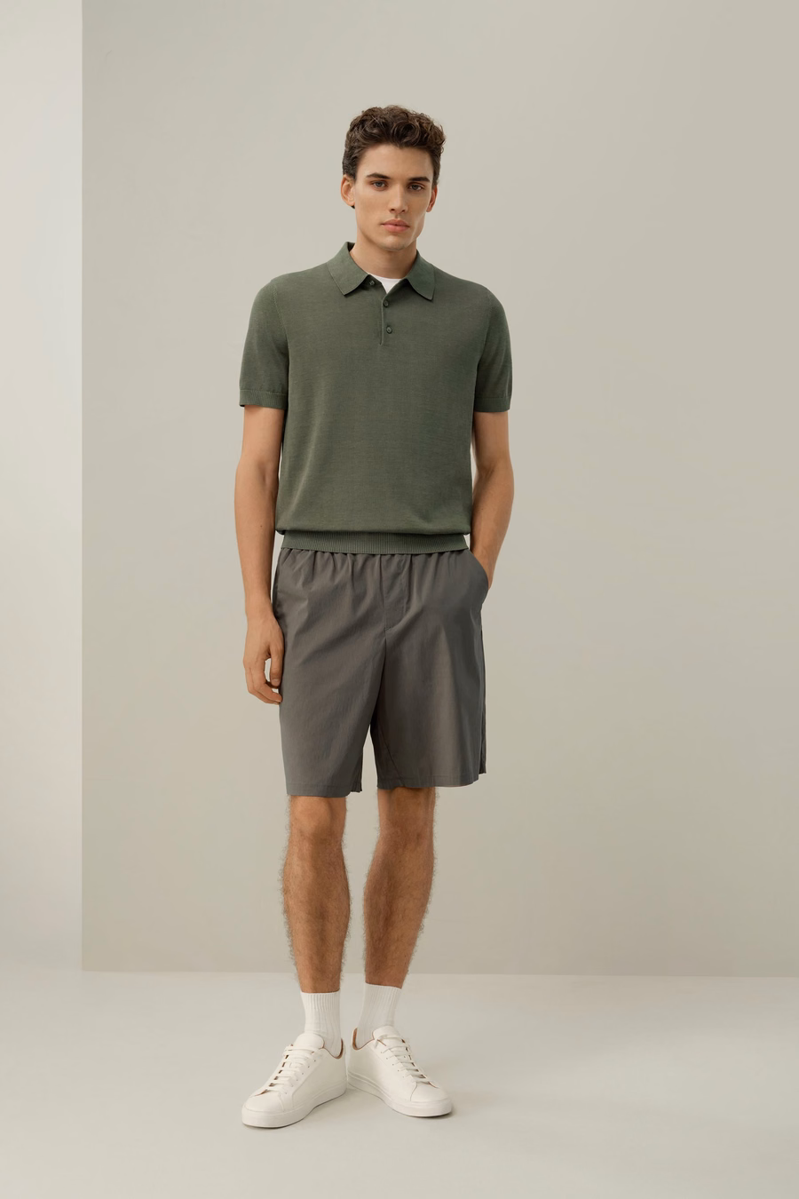 Silk-Cotton Regular-Fit V-Neck Polo