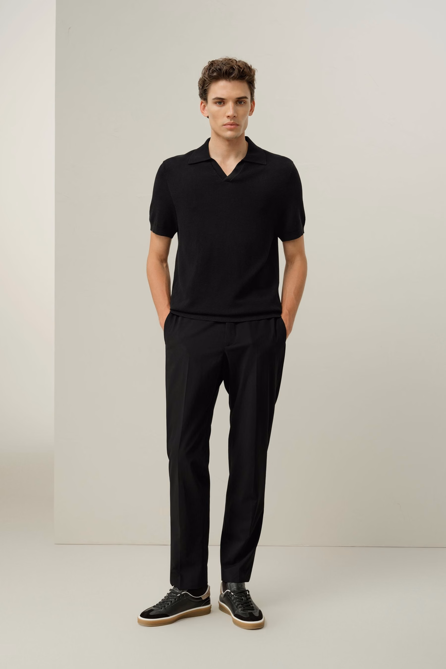 Polo in maglia regolare in seta e cotone
