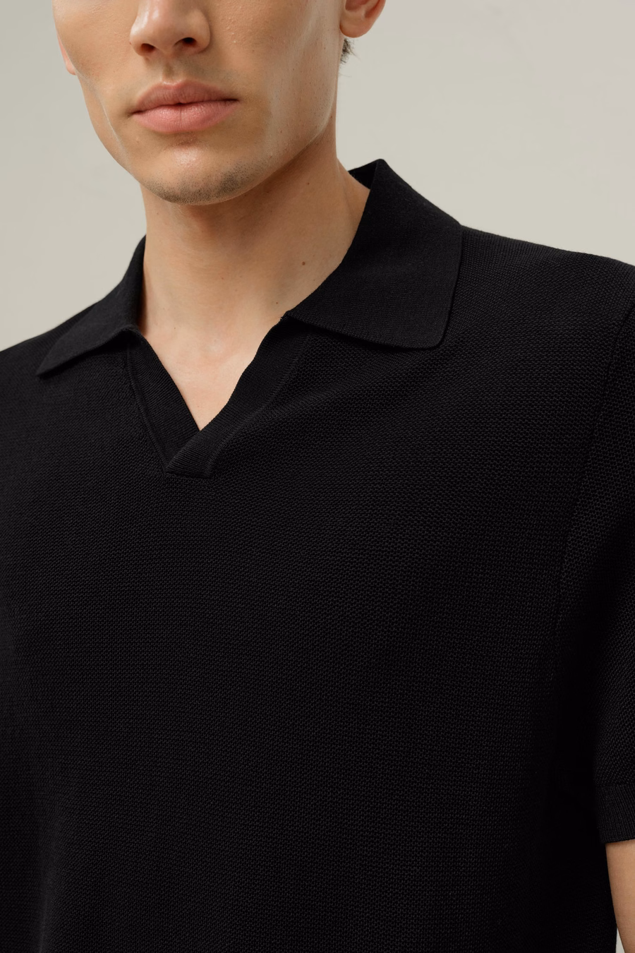 Polo in maglia regolare in seta e cotone