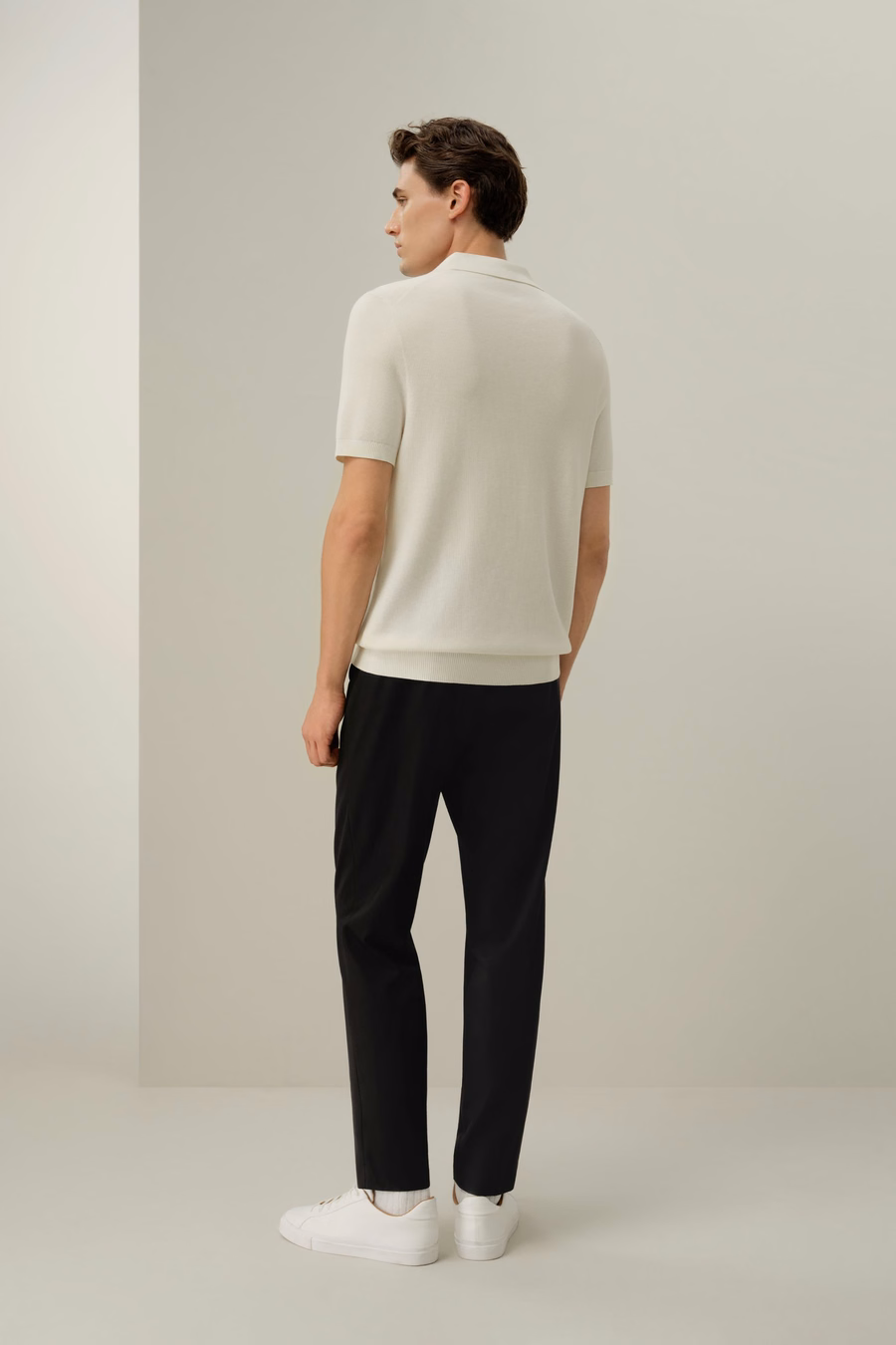 Polo in maglia regolare in seta e cotone
