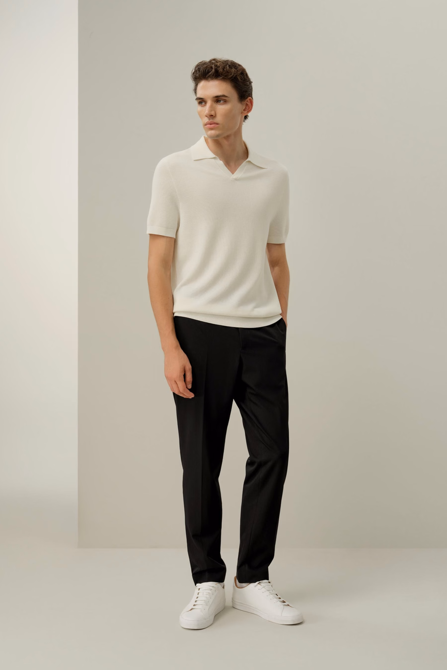 Polo in maglia regolare in seta e cotone