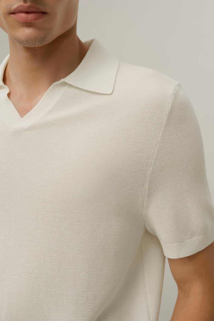 Polo in maglia regolare in seta e cotone