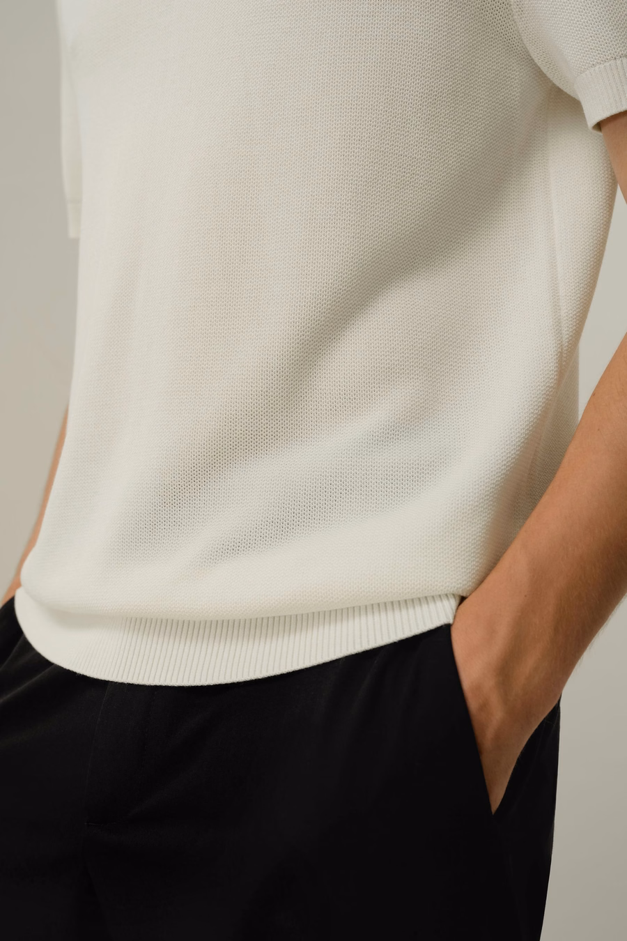 Polo in maglia regolare in seta e cotone