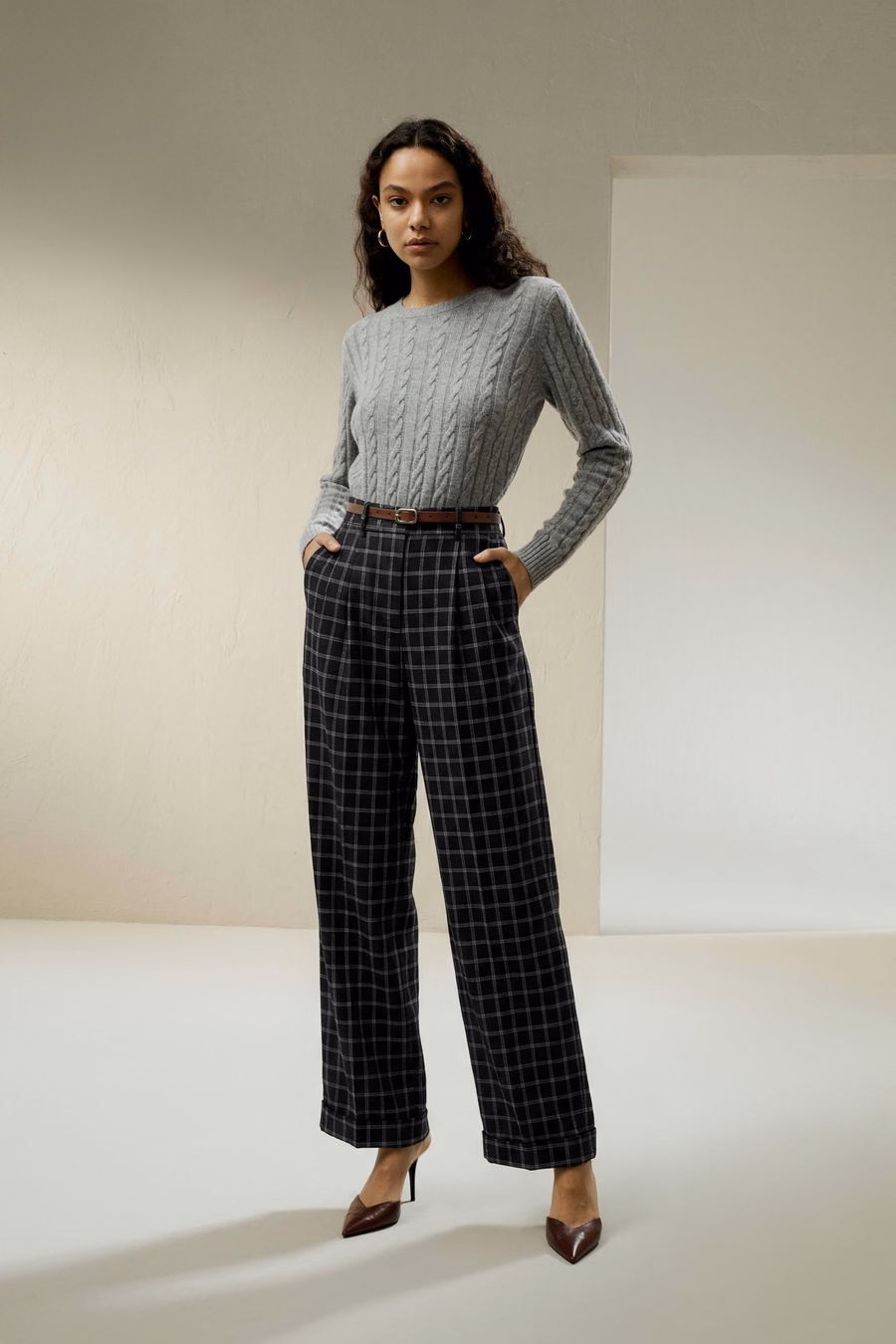 Pantaloni da Suit in Seta-Lana a Gamba Larga