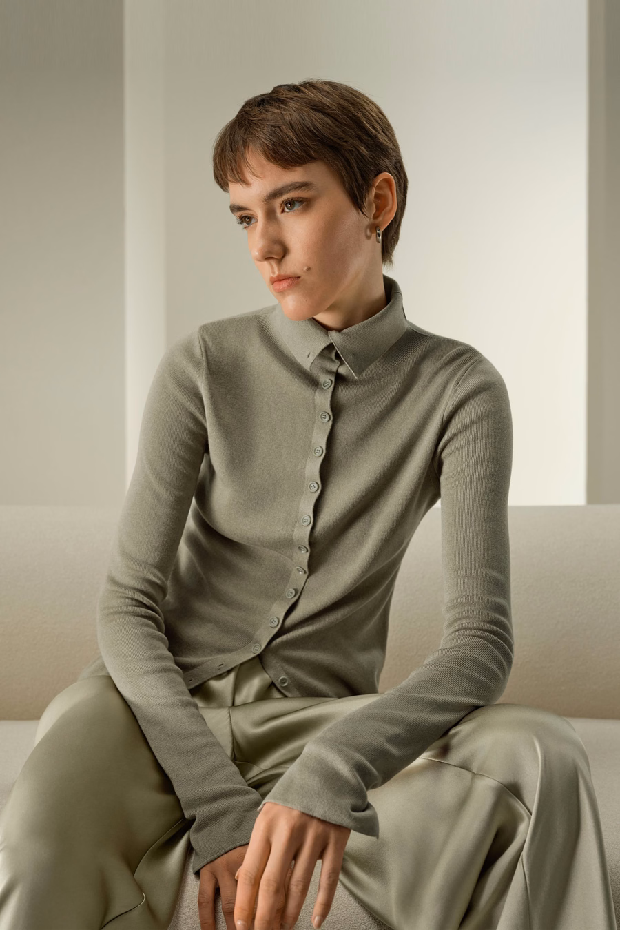 Maglione in seta cashmere slim fit