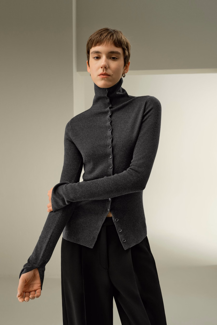 Maglione in seta cashmere slim fit