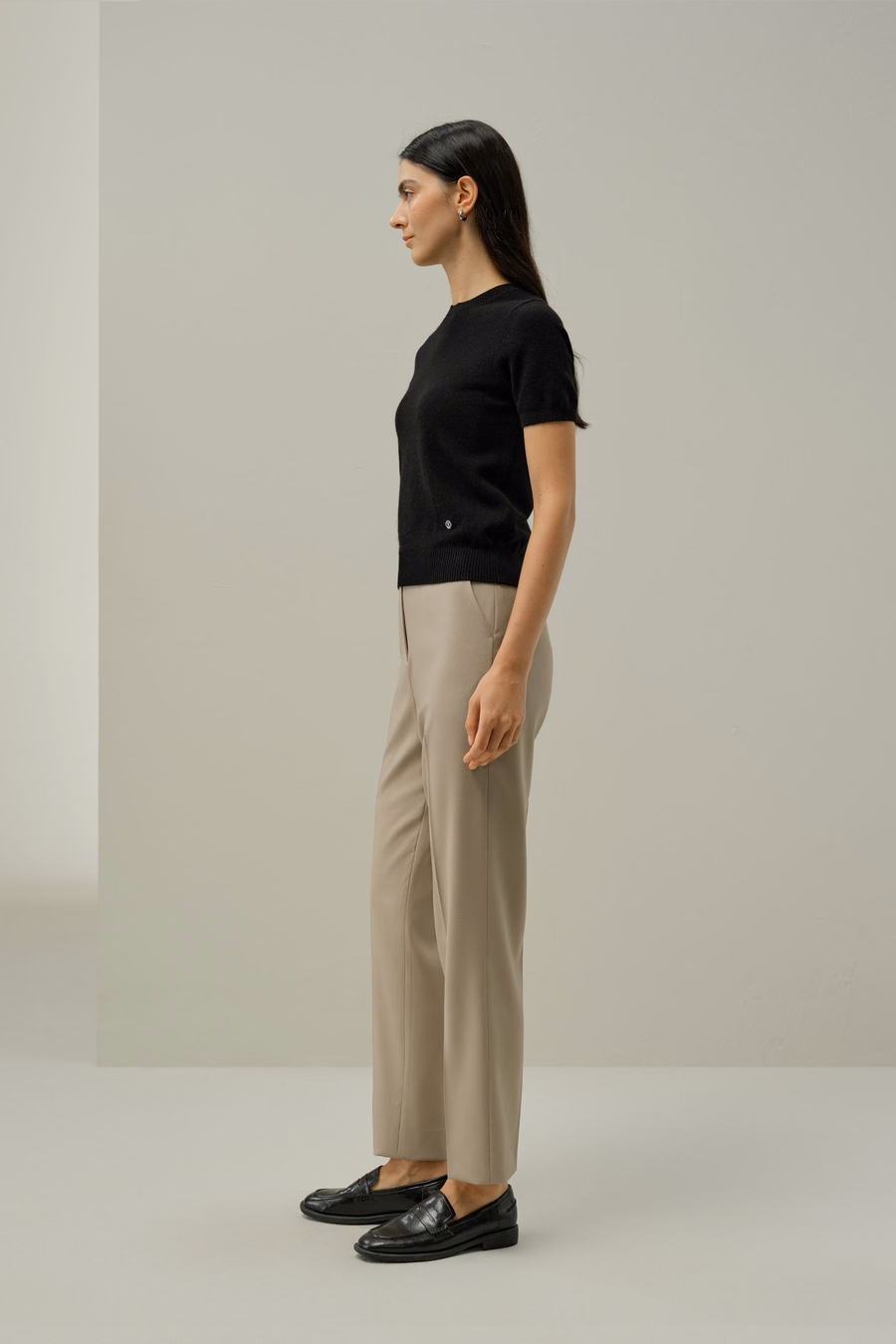 Pantaloni slim fit in misto seta e lana